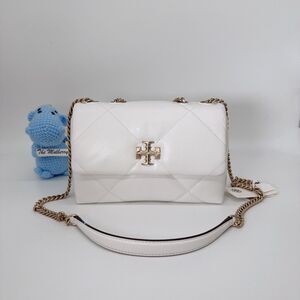 Tory Burch Small Kira Diamond Quilt Leather Shoulder Bag Crossbody 154706 Blanc